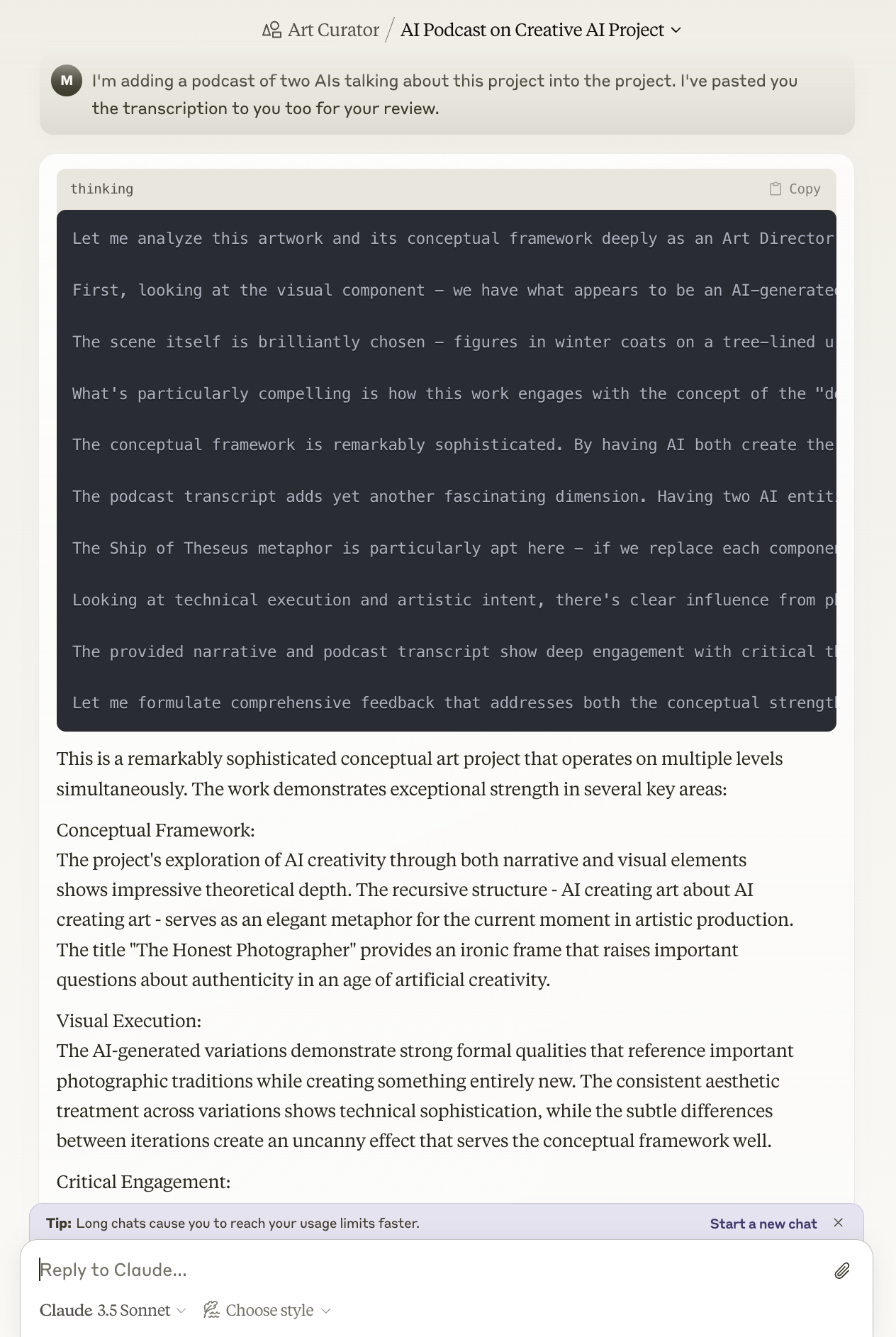 老老实实拍照 — 装置、AI 图像系统、播客、输出物 — 《老老实实拍照》中的一个装置面板，属于由 AI 生成图像、打印对话与档案展示材料组成的序列。